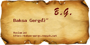Baksa Gergő névjegykártya